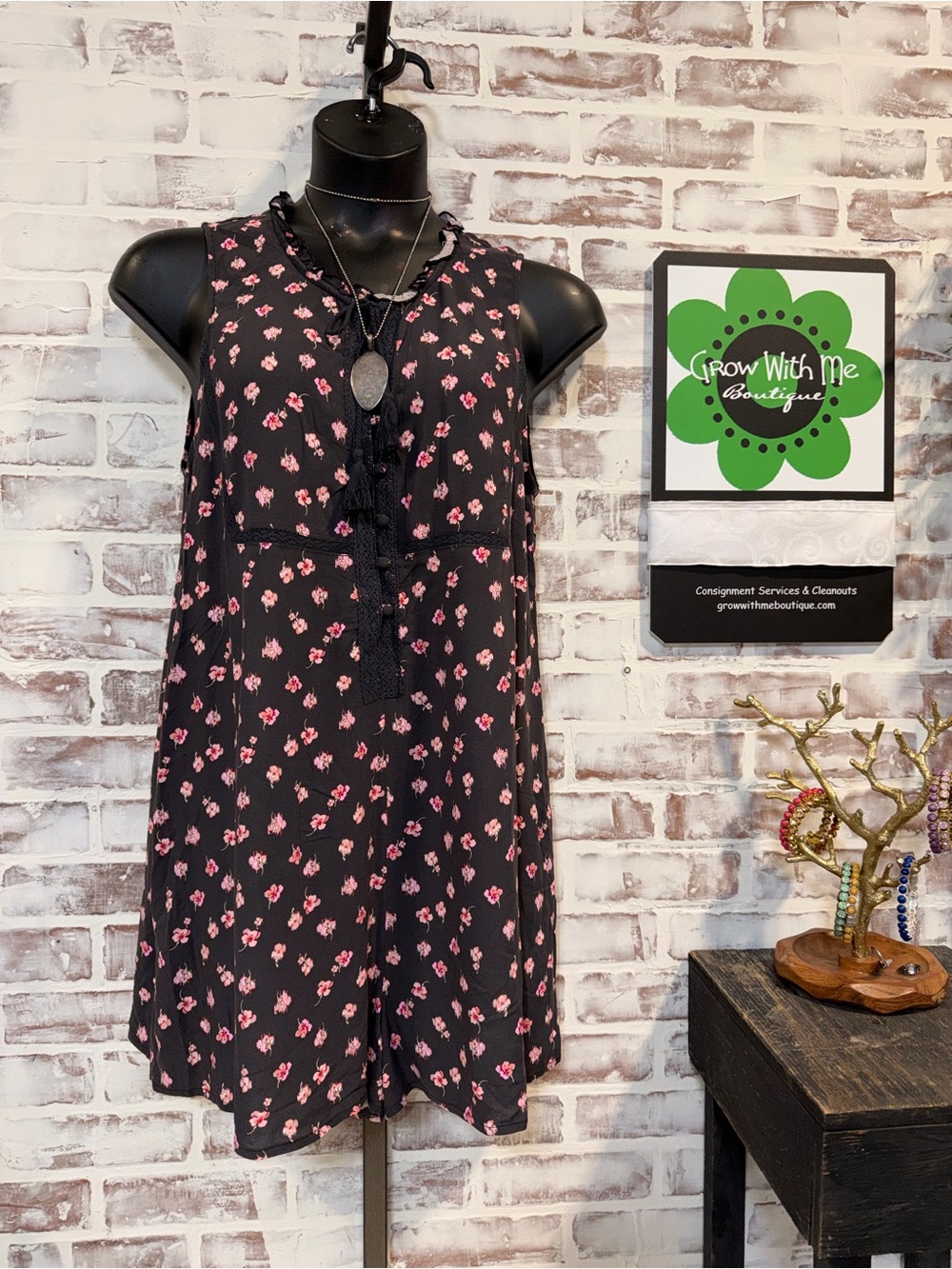 Spiritual Gangster Black Mini shorts romper with Pink Floral large